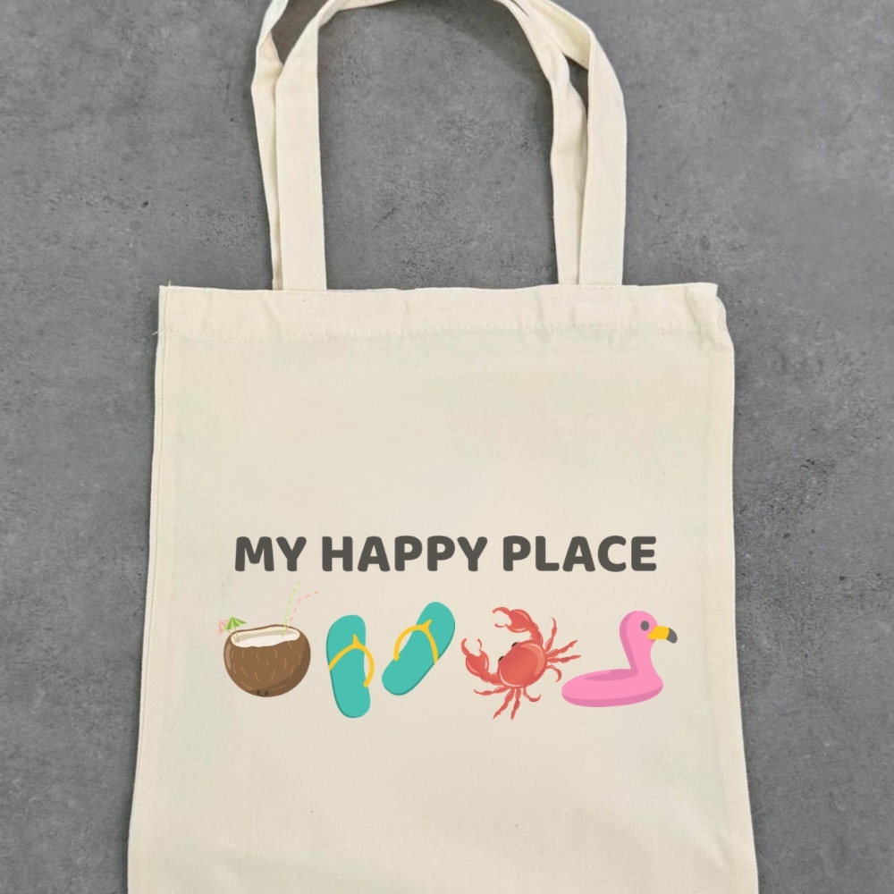 My happy place tote bag, beach tote